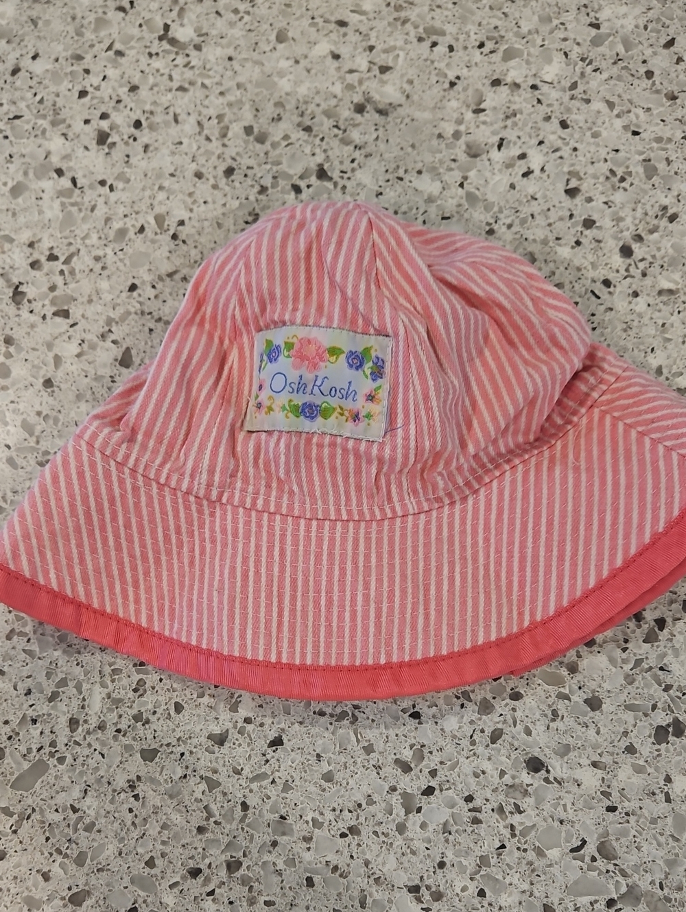 Vintage OshKosh B'gosh Pink Striped Kids Bucket Hat